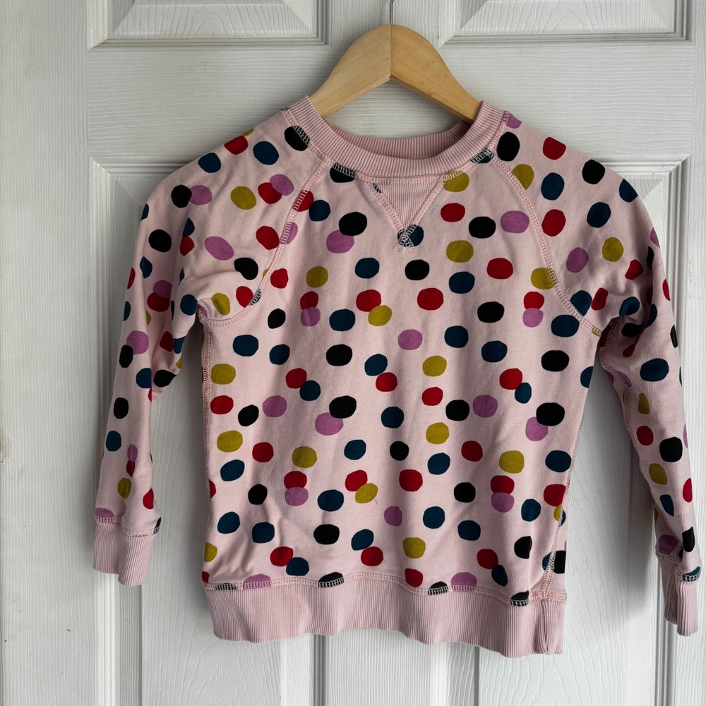 Hanna Andersson Pink Polka Dot‎ Sweatshirt Kids Size 6-7 Long Sleeve Cotton